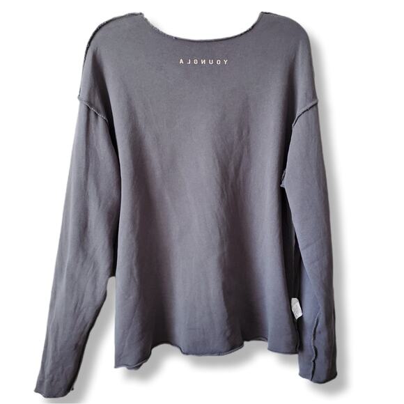 YoungLA Men 816 Terry Raw Cut Reversible Top Shirt L Gray Neutral Minimalist - Picture 8 of 11